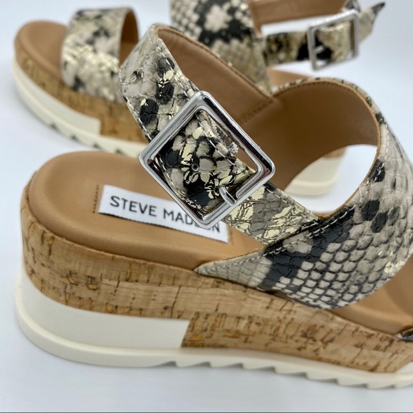 Steve Madden Gold Snake Brenda Wedge Sandal - Picture 9 of 15